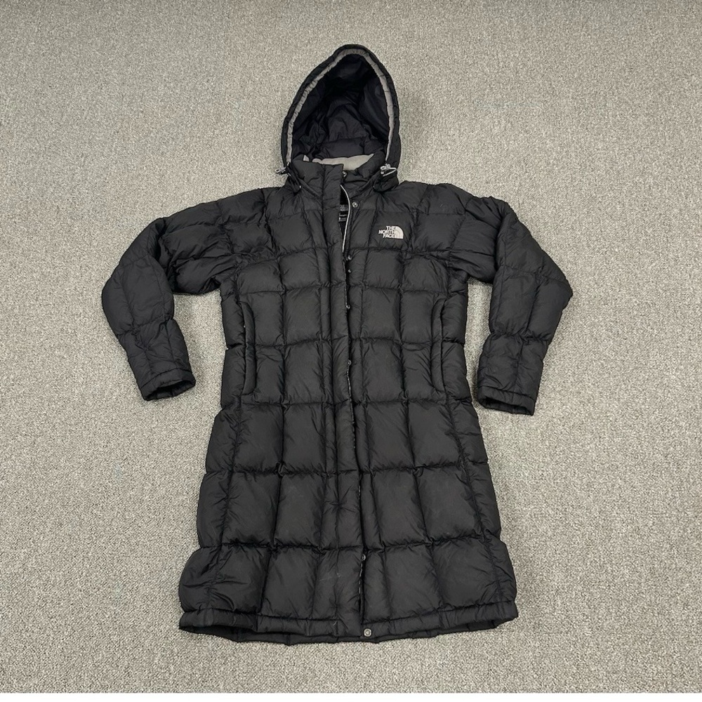 The North Face Black 600 Fill Down Long Puffer Jacket With Hooded Sz Medium